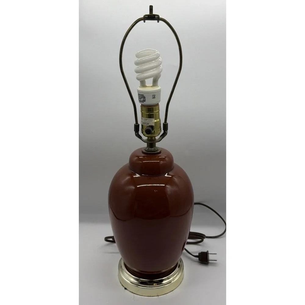 Vintage Oxblood Red Ginger Jar Table Lamp‎ Hollywood Regency Asian Style 20